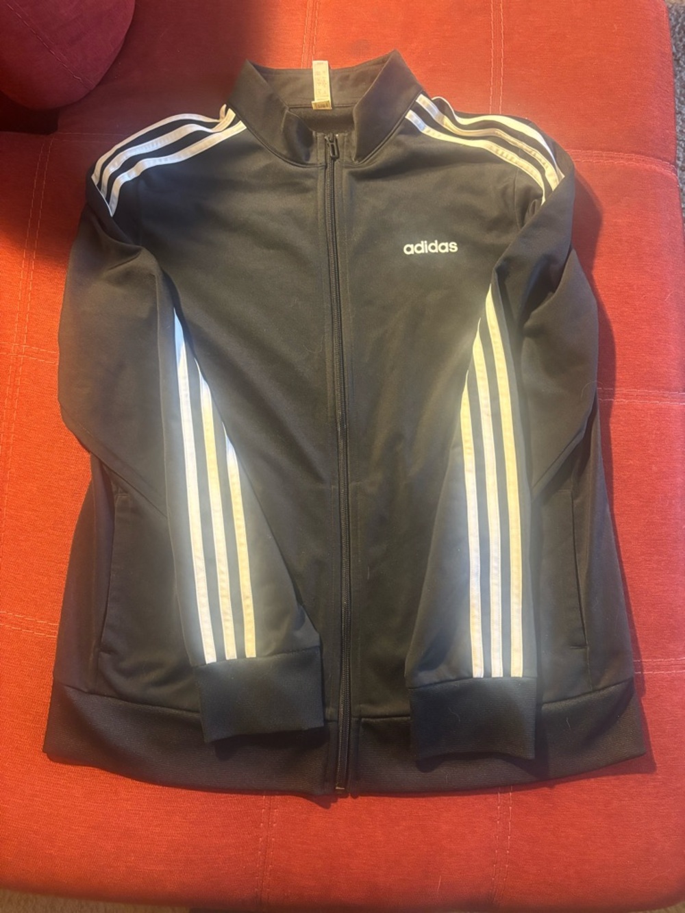 adidas Black Full-Zip Track Jacket with White Logo